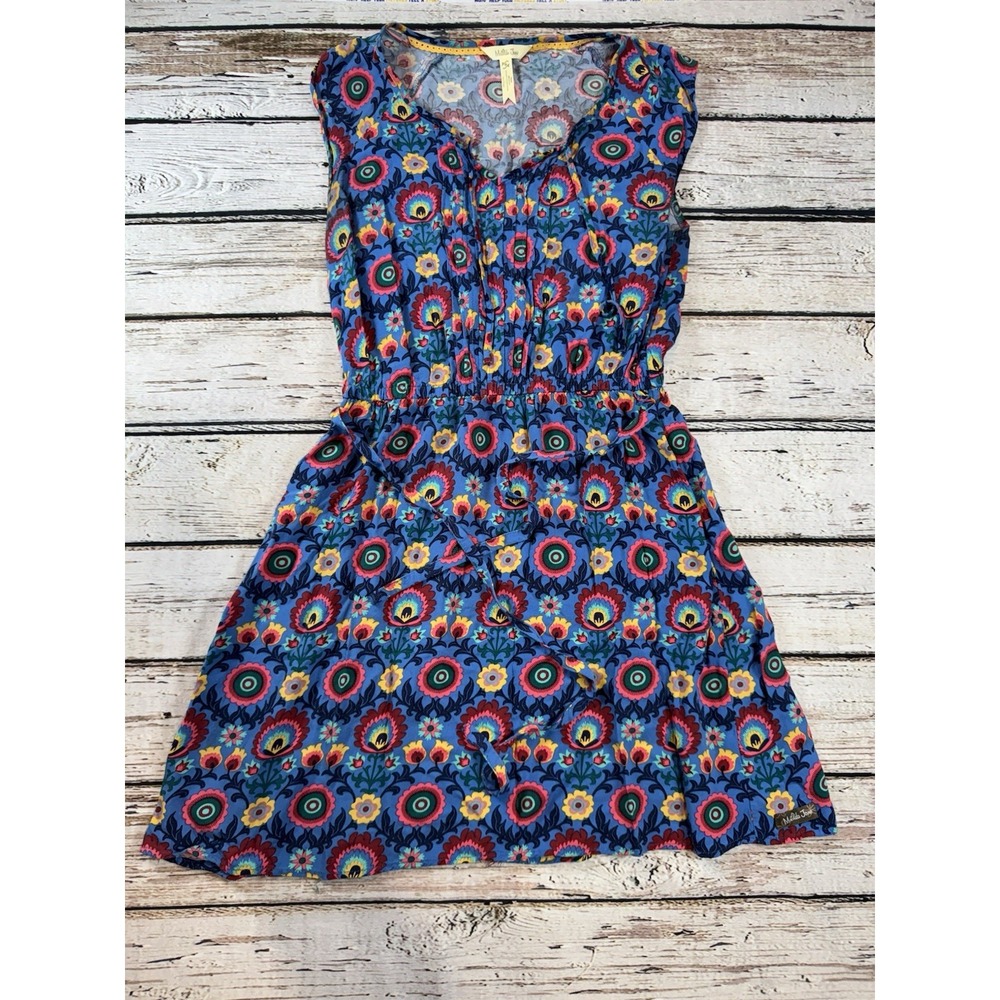Matilda Jane Womens‎ Blue Floral Dress Size Small V Neck Belt Cottagecore Summer